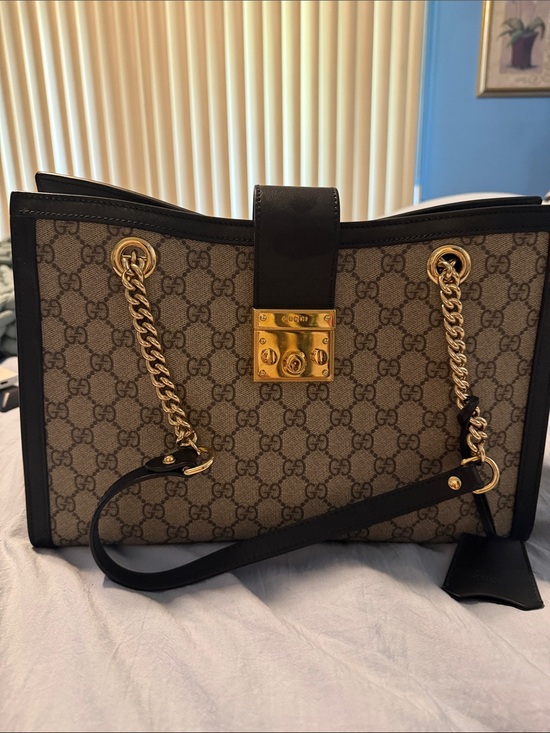 Gucci Handbags - Gucci GG Supreme Canvas Black Trim Shoulder Bag